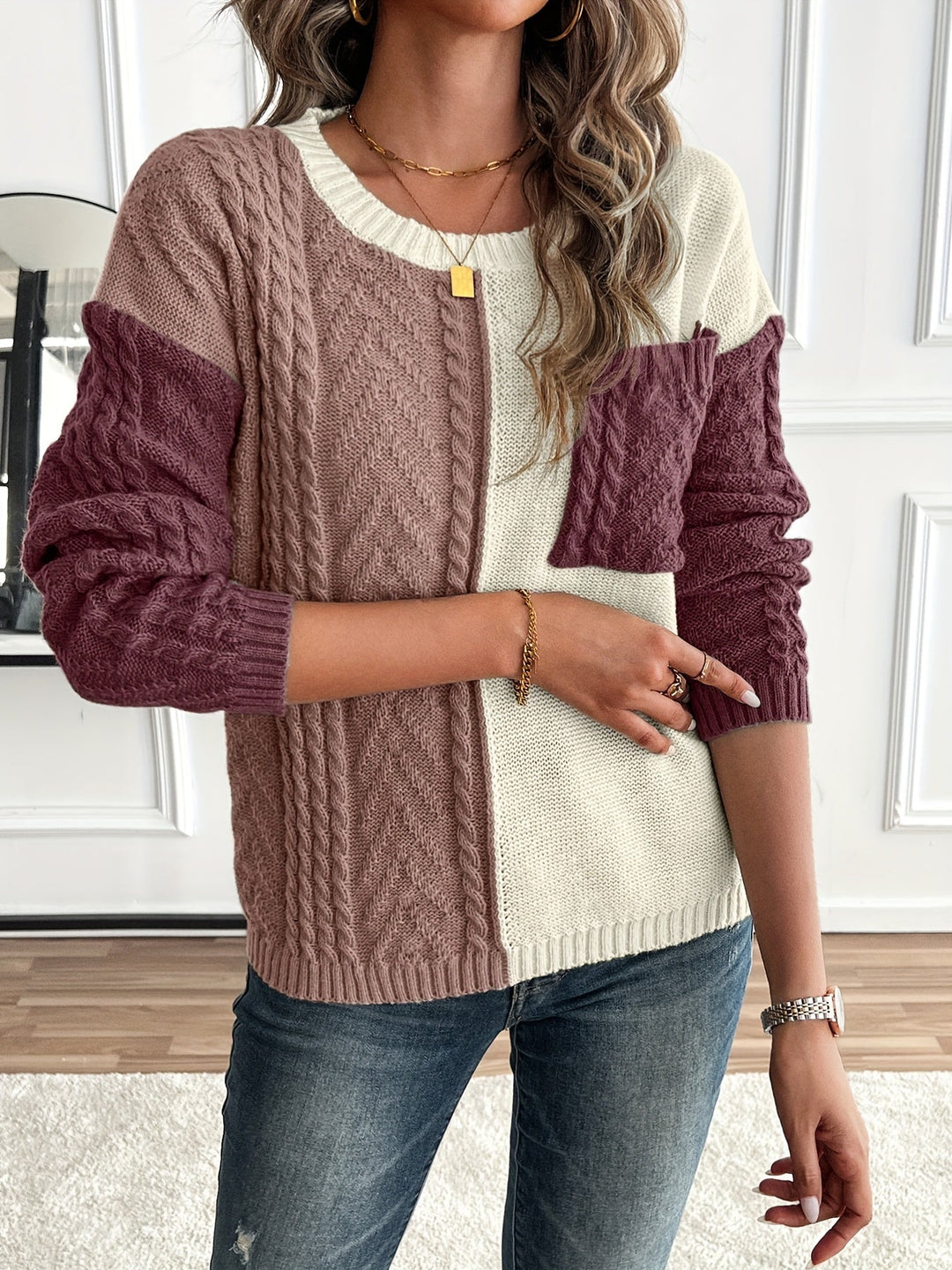 Delia | Pullover da donna con scollo rotondo e tasca