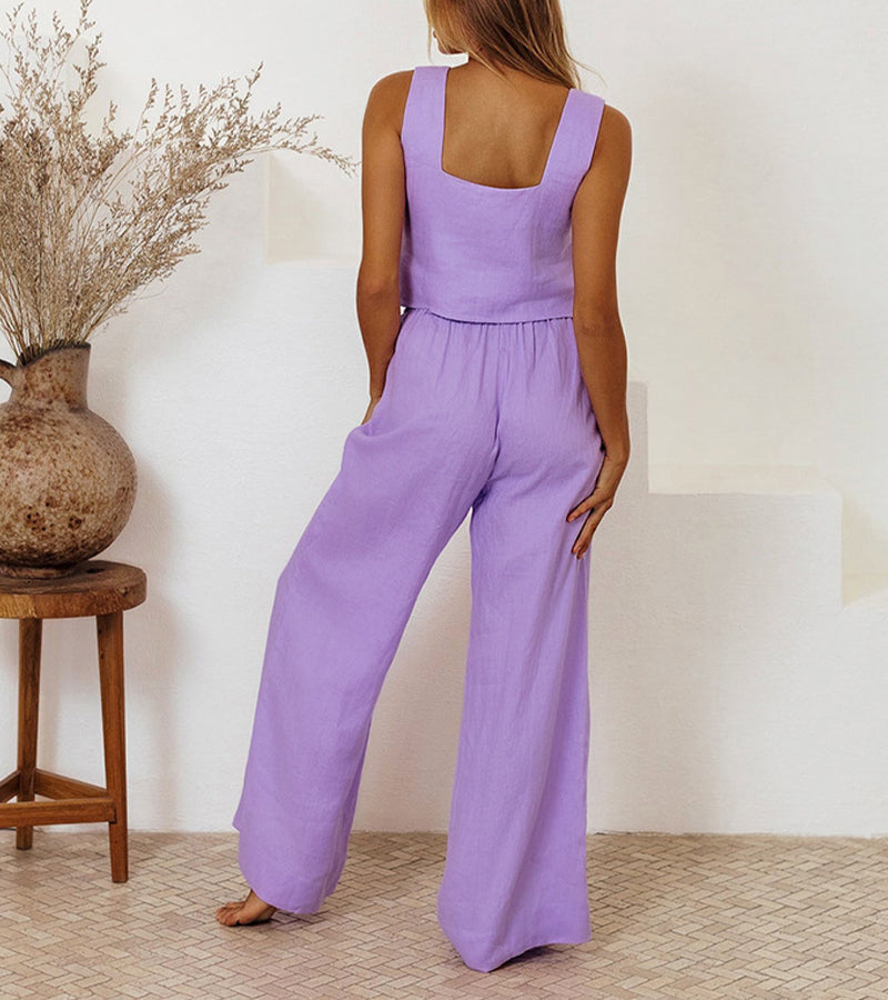 Milena - Minimalistisches Top und weite Hose Set