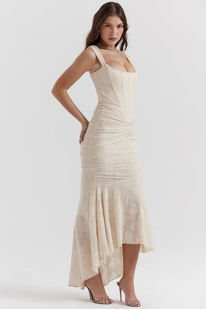 Boheme - Ärmelloses Raffung Bodycon Abendkleid