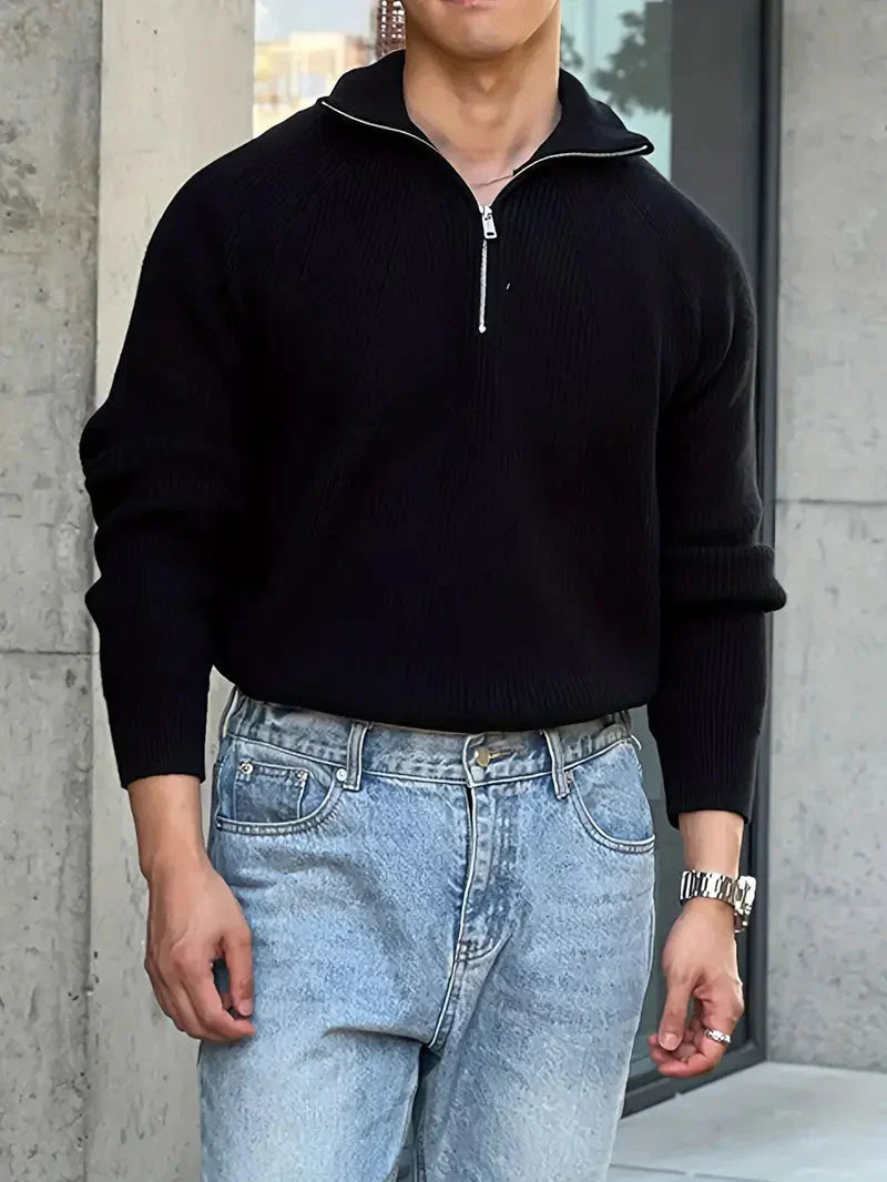 Brit & Boho™️ | Ethan Klassischer Strick-Zipper