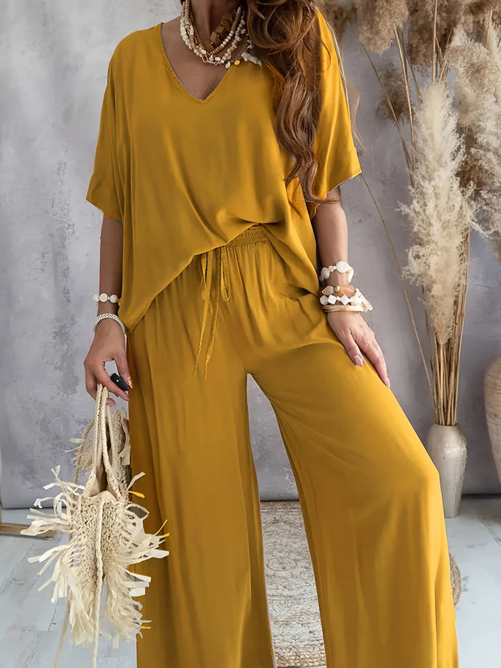 Farah™ - Stylisches einfarbiges Damen-Zweiteiler-Set