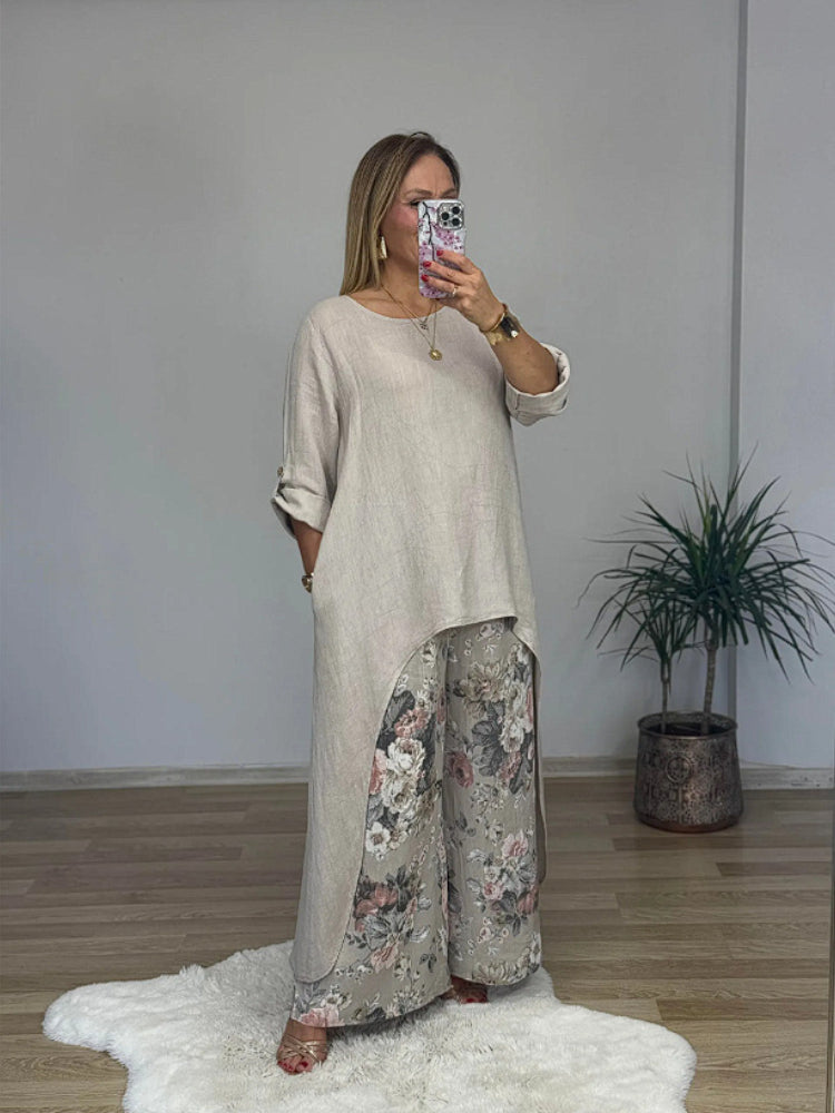 Regina™ – Elegantes Casual Baumwoll und Leinen-Set