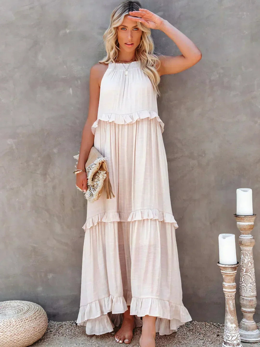 Emilia™ - Halter Ruffle Maxi Kleid