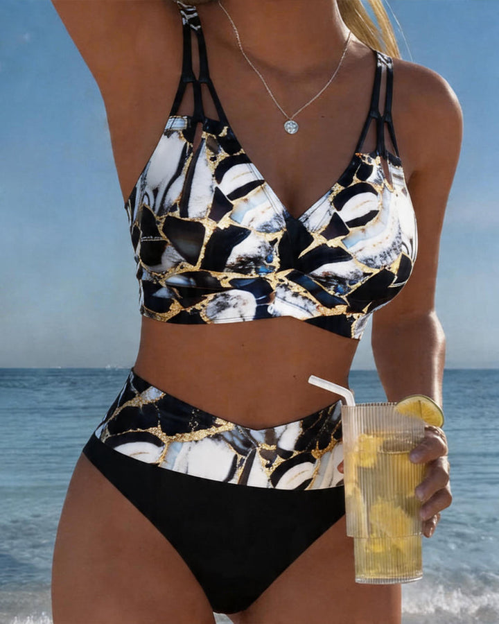 Luna | Damen V-Ausschnitt Träger-Bikini mit normaler Passform