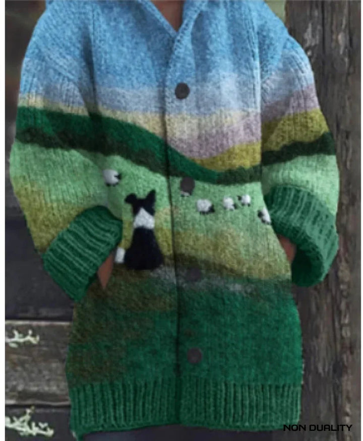 Isabella - Bunt gestrickte Katzen Strickjacke