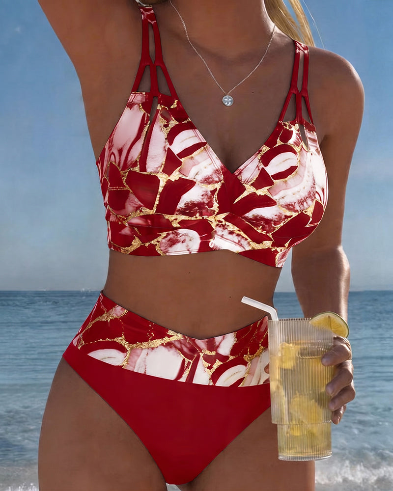 Luna | Damen V-Ausschnitt Träger-Bikini mit normaler Passform