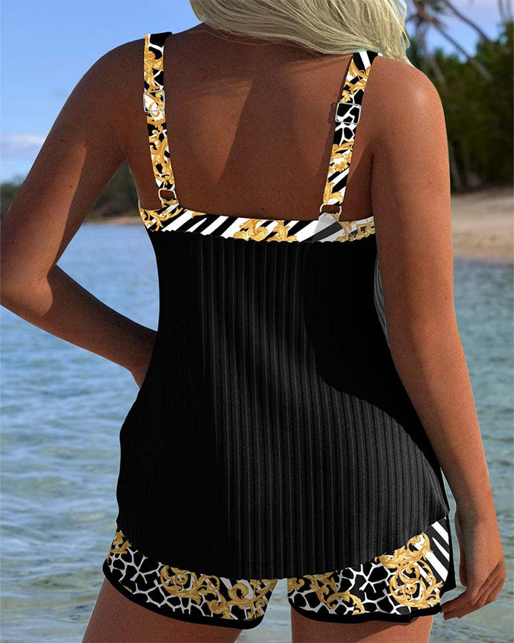 Giada | Damen ärmelloses Tankini mit Tasche und dekorativer Schleife