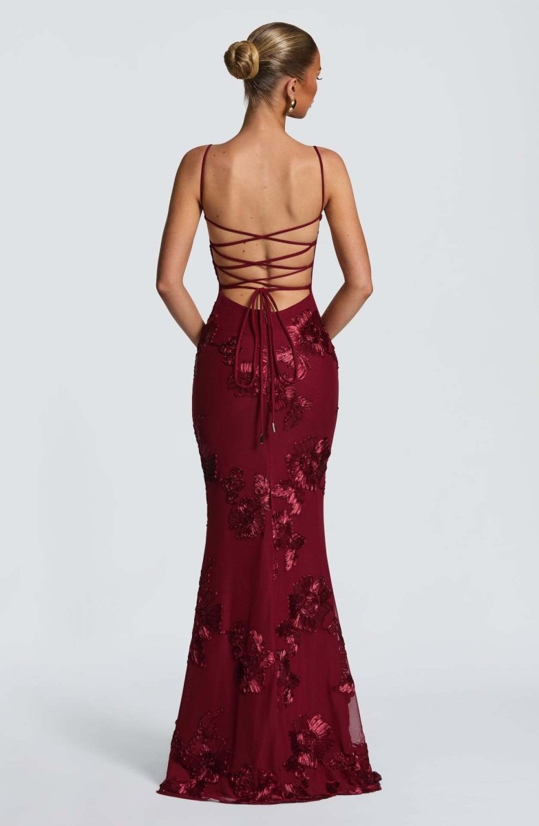 Damen Maxi Kleid mit Schnürung