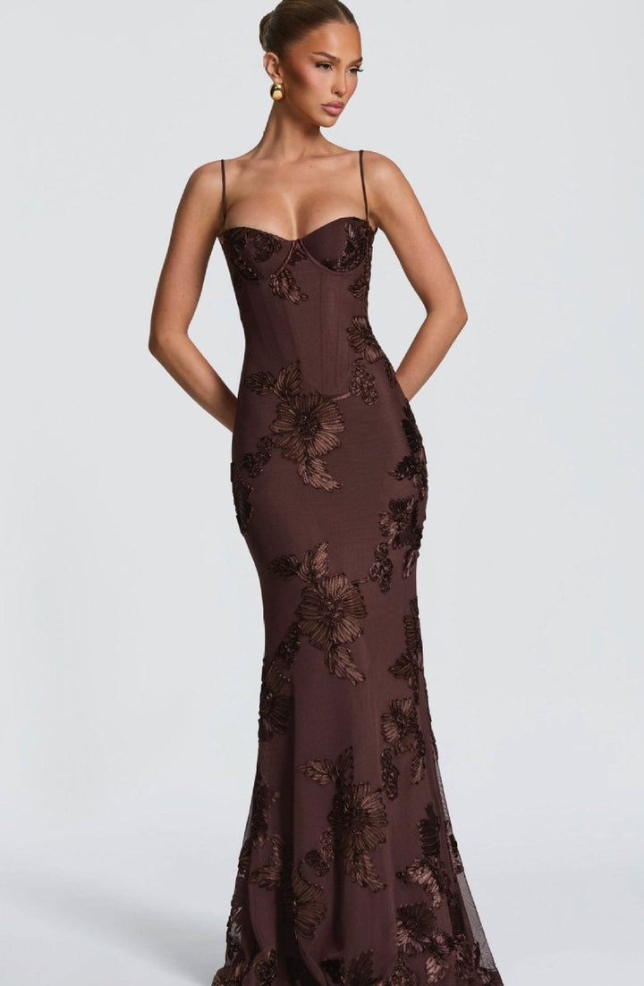 Damen Maxi Kleid mit Schnürung