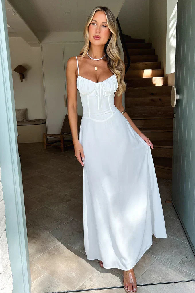 Damen Maxi-Kleid mit Kordelzug