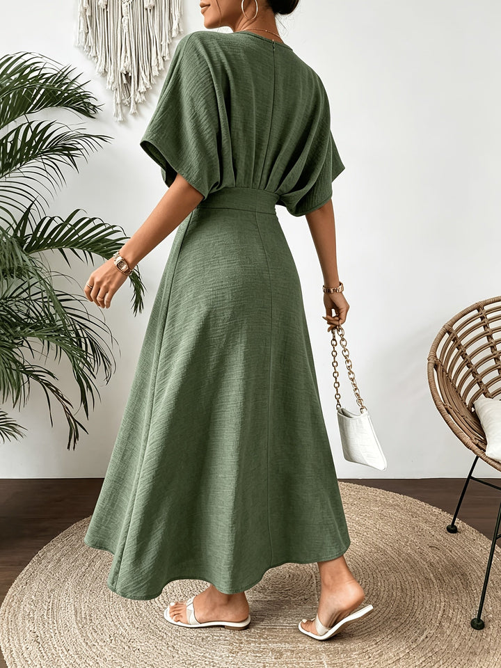 Vestido midi de mujer con escote en V