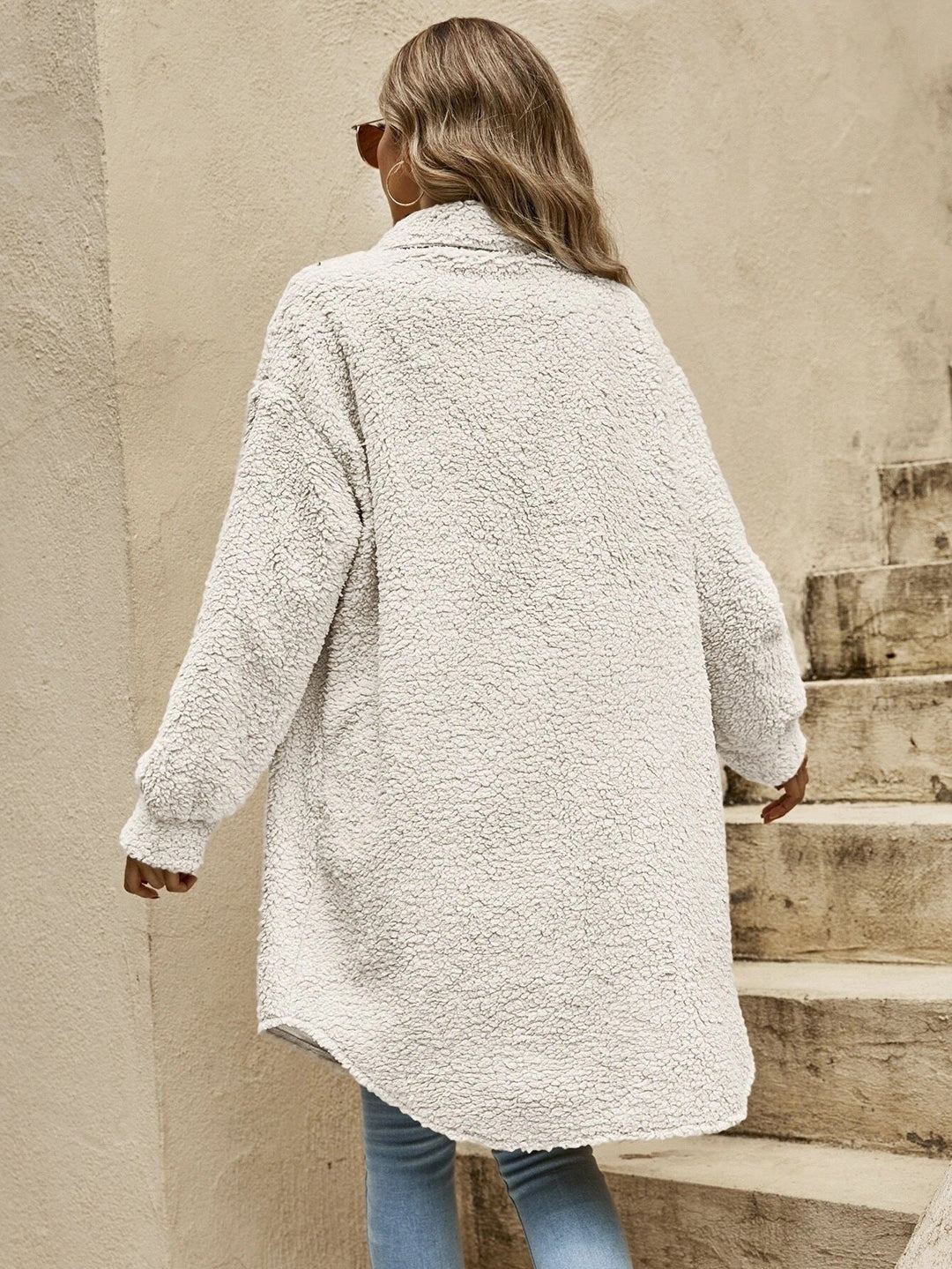 Sophie | Women's long coat with chest pockets and shirt collar