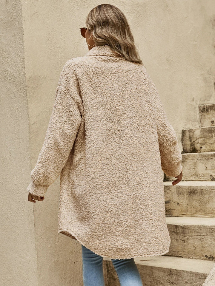 Sophie | Women's long coat with chest pockets and shirt collar