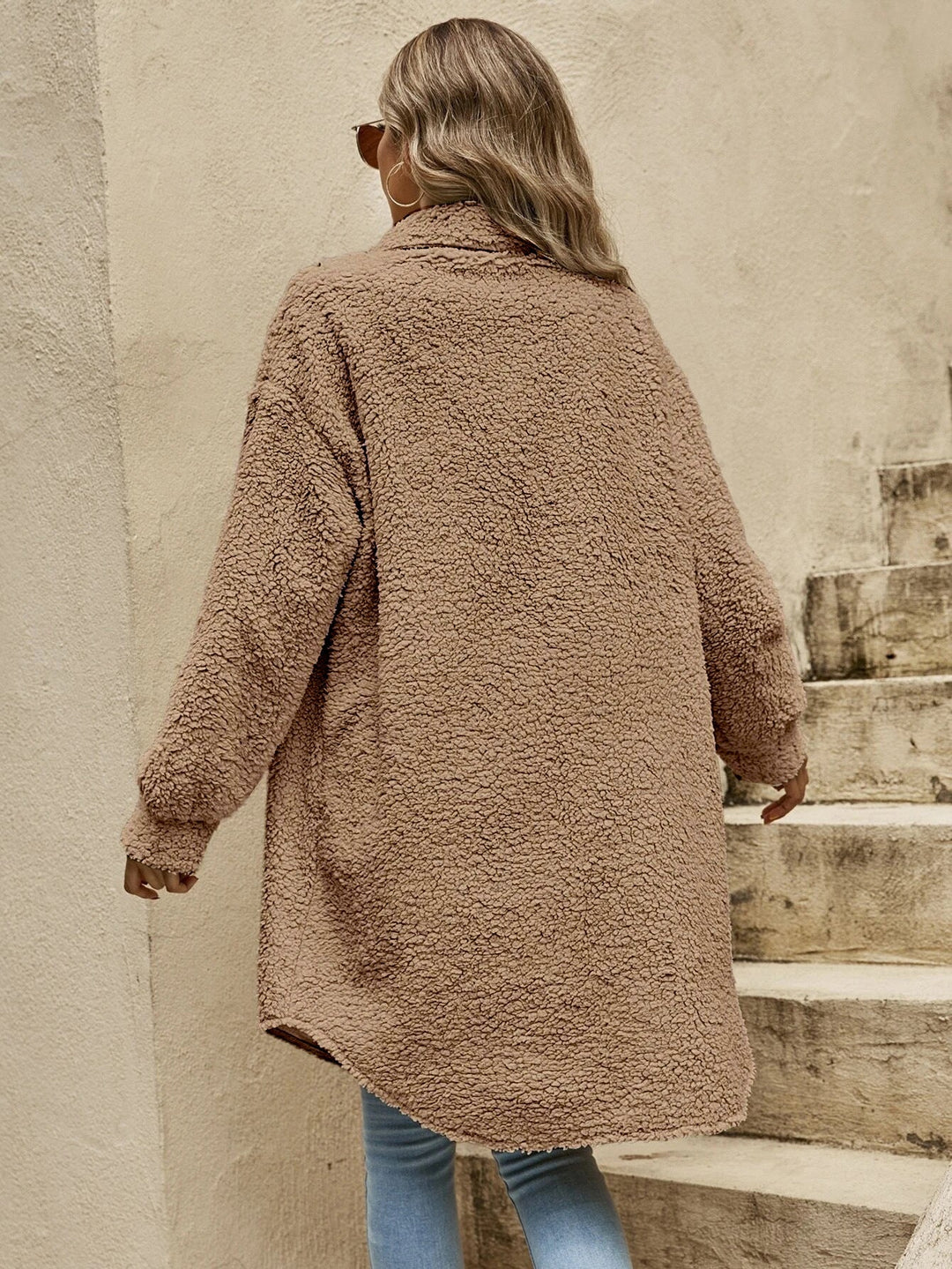 Sophie | Women's long coat with chest pockets and shirt collar