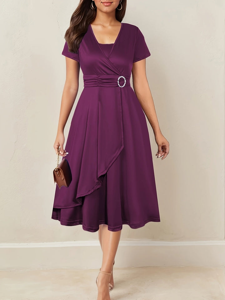 Hilda™ - Elegantes Abendkleid mit Strass-V-Ausschnitt