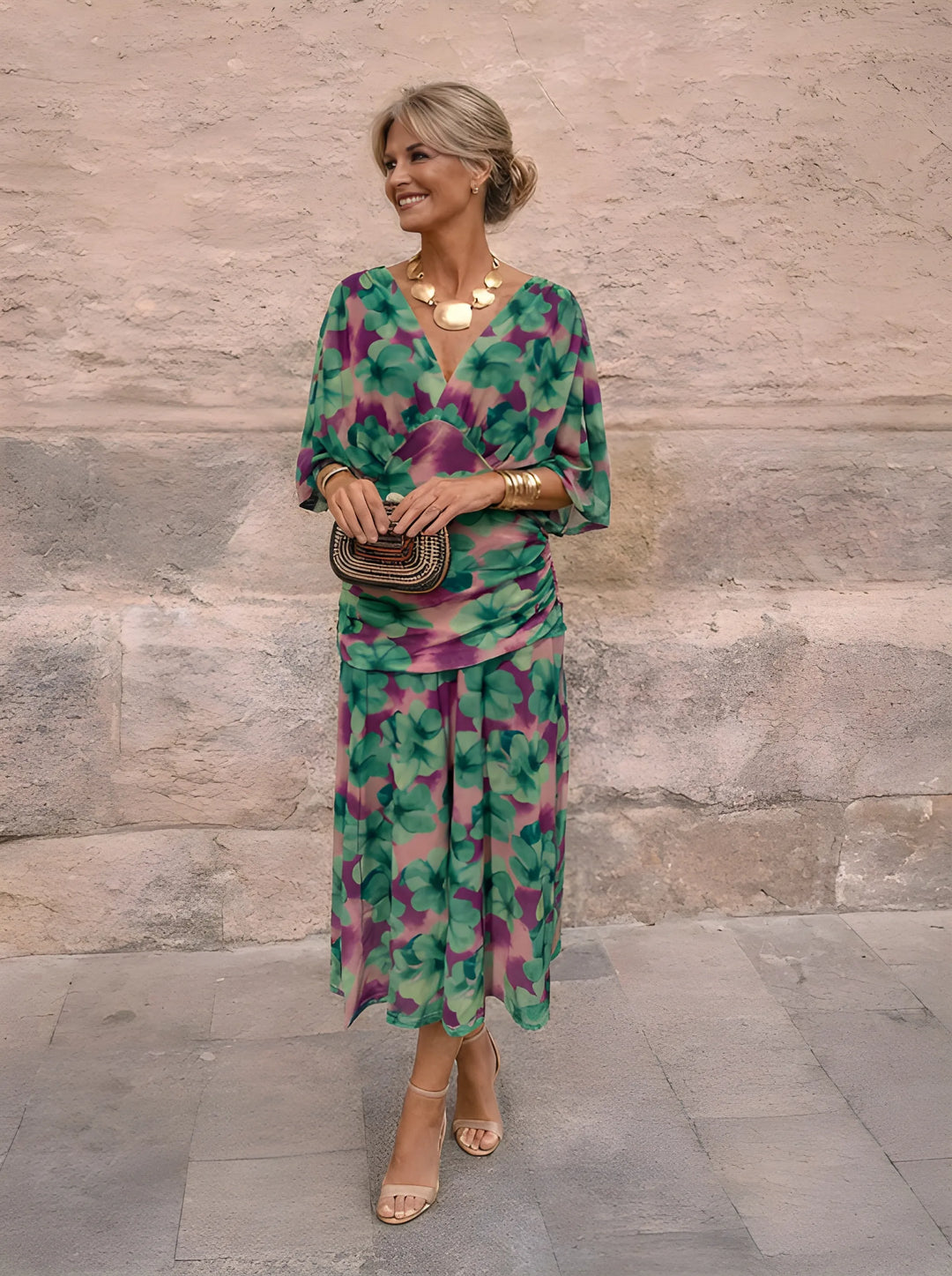 Elegant V-Neck Maxi Dress for Celebrations