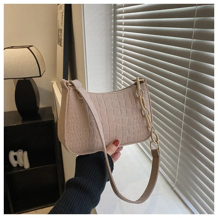Magnella | Elegante Schultertasche im Krokodil-Präge-Design