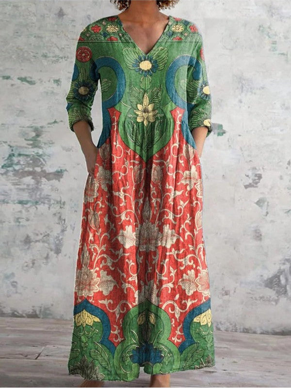 Celestine™ - Vintage Floral Maxi Kleid