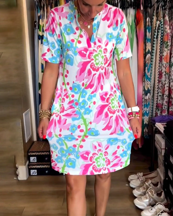Federica™ - Kleid mit kurzen Ärmeln und floralem Druck