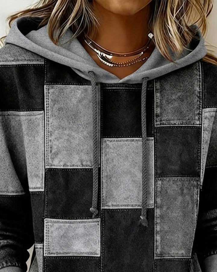 Schicker Langarm-Karierten Hoodie