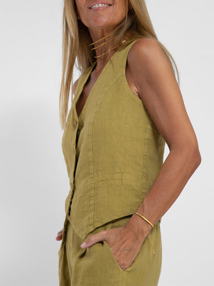 Aira - Geknöpfter Weste & Weite Hose Set