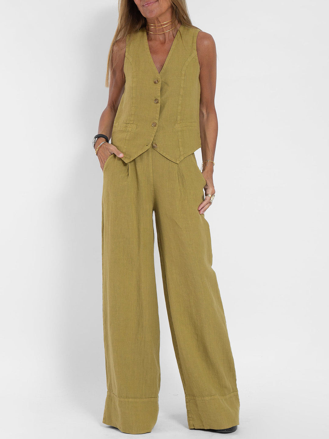 Ella | Weste Weite Hosen Set (Fast ausverkauft)