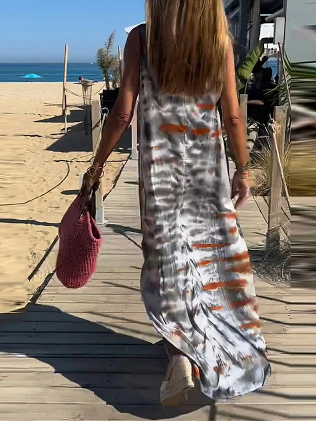 Tie-Dye V-Ausschnitt Maxi Cami Kleid