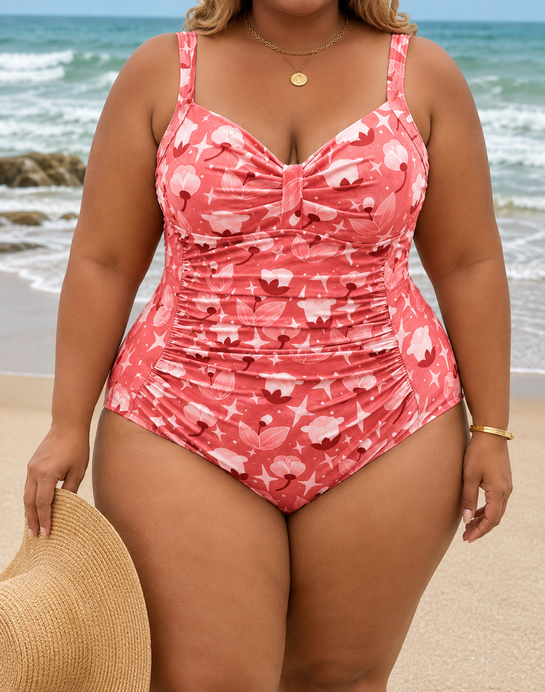 Carmen – Klassischer Plus-Size-Einteiler mit Knotendetail und guter Unterstützung