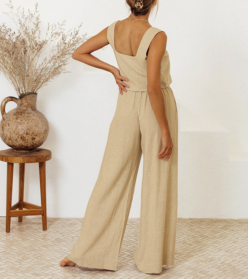 Milena - Minimalistisches Top und weite Hose Set