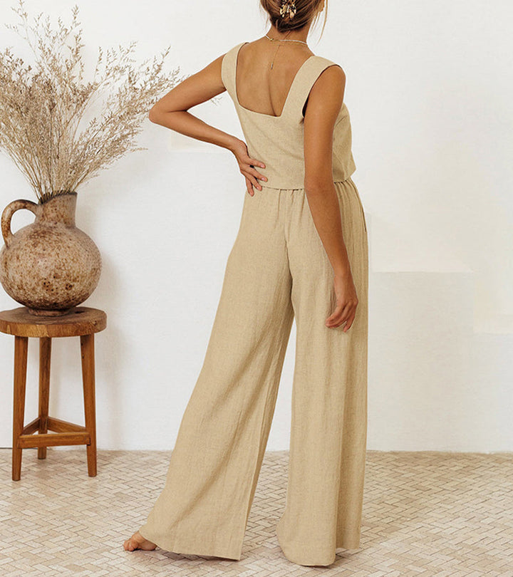 Milena - Minimalistisches Top und weite Hose Set