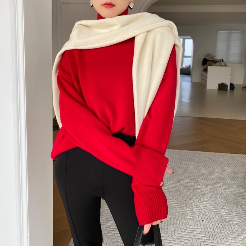 Jersey de cuello alto de manga larga para mujer