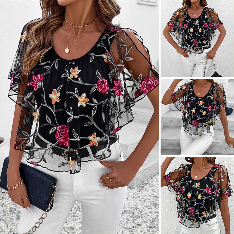 Davina™ – Elegantes Druck-Mesh- und Spitzenoberteil