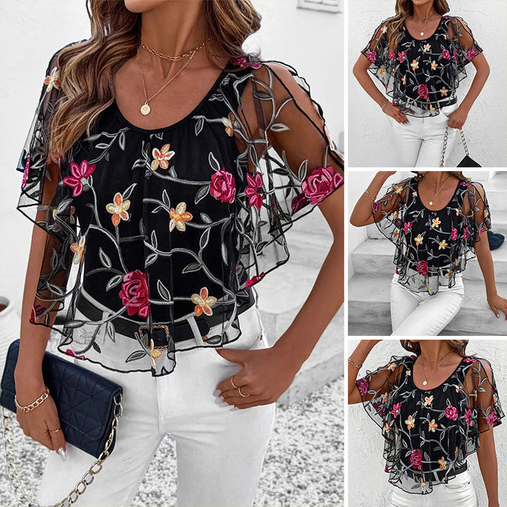 Davina™ – Elegantes Druck-Mesh- und Spitzenoberteil