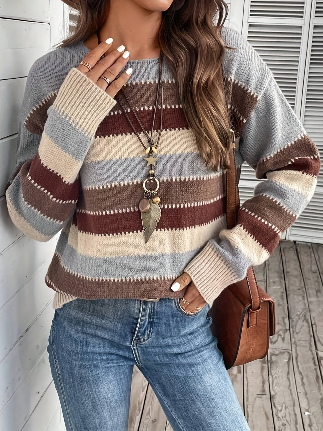 Delphine | Pullover da donna a righe con scollo rotondo