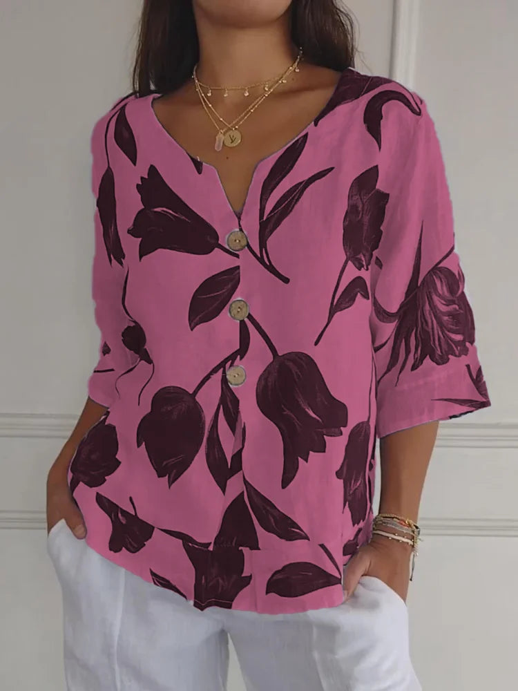 Sanne™ - Florale Button-Up Bluse