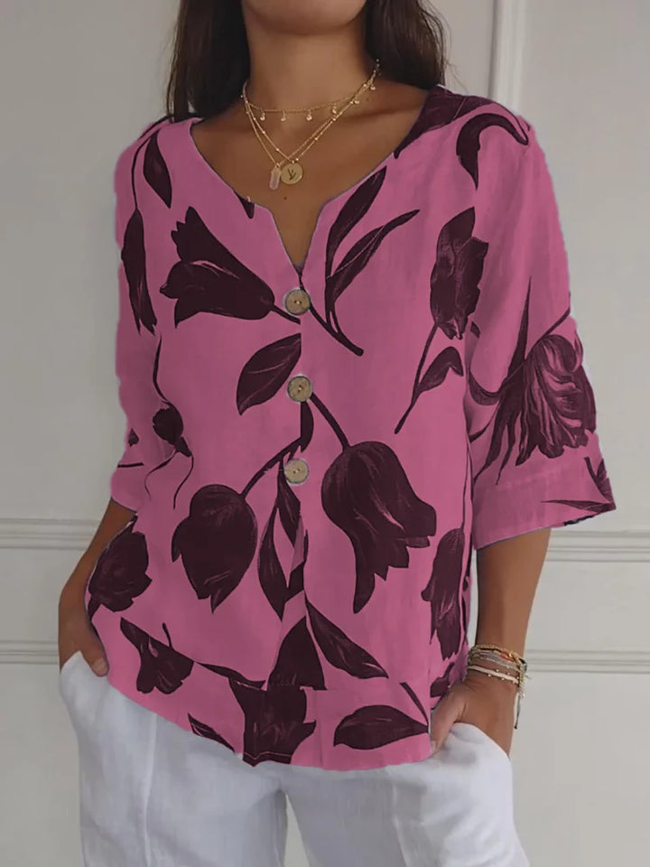 Sanne™ - Florale Button-Up Bluse
