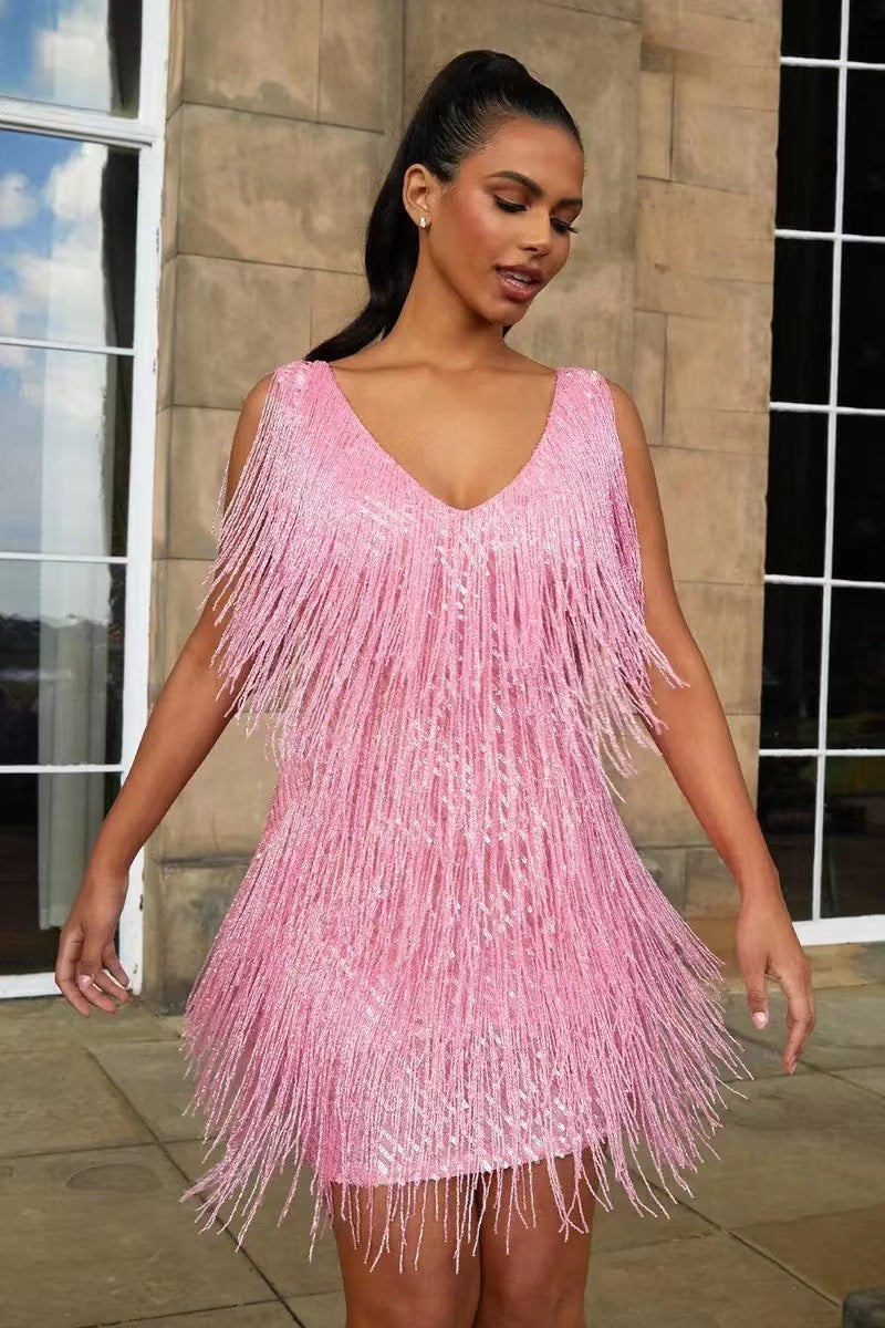 Schickes und verführerisches Fransen-Party-Kleid