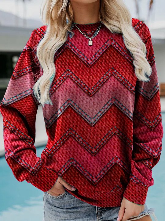 Sweat-shirt pour femme à col rond et manches longues