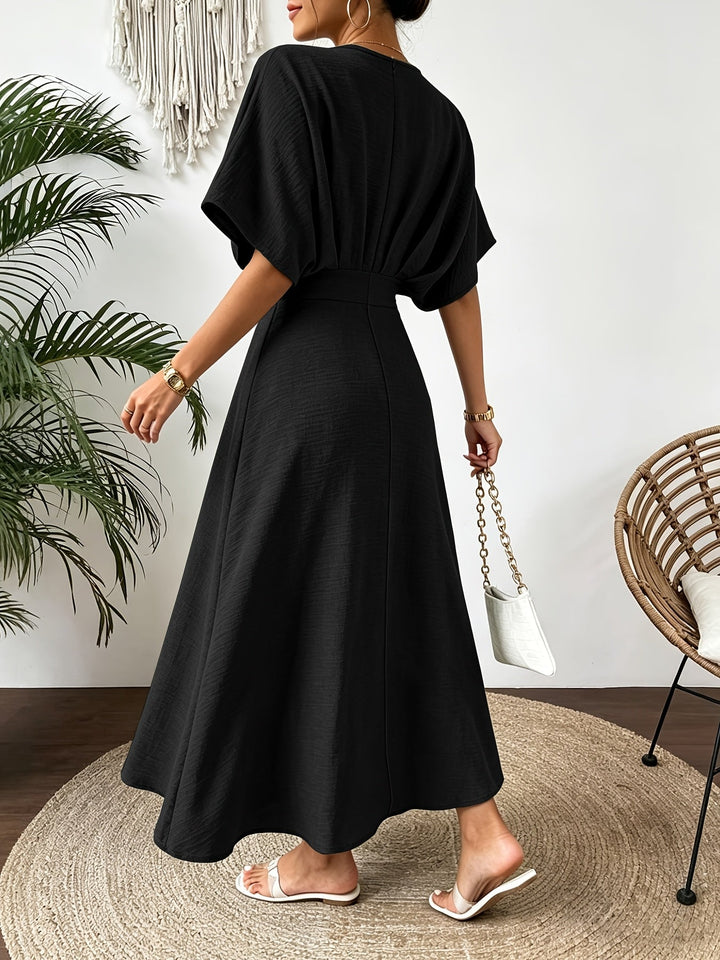 Vestido midi de mujer con escote en V