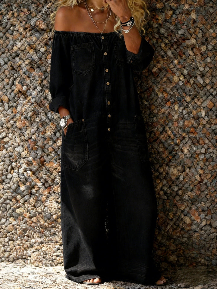 Noa | Denim-Jumpsuit mit Off-Shoulder-Ausschnitt