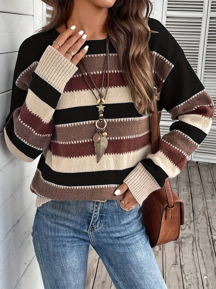 Delphine | Pullover da donna a righe con scollo rotondo