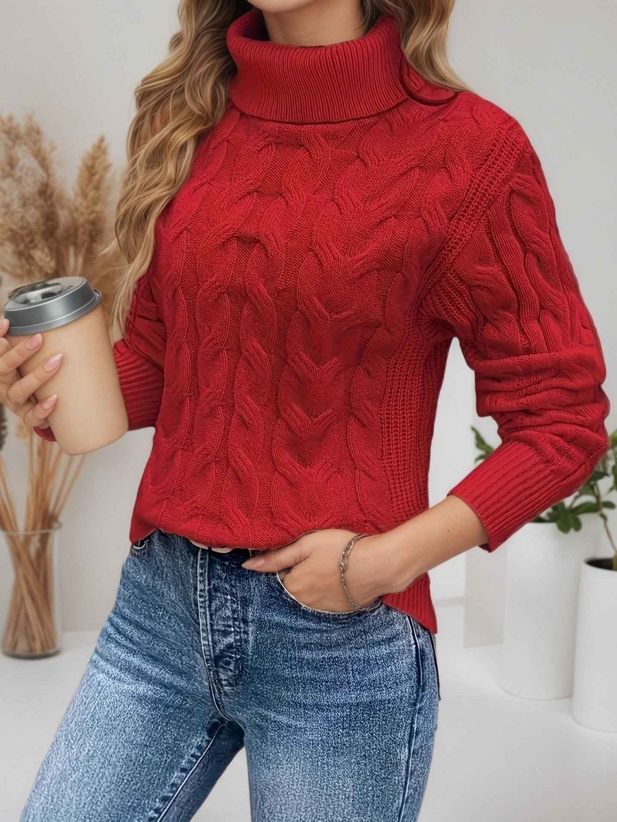 Maglione da donna a collo alto e maniche lunghe