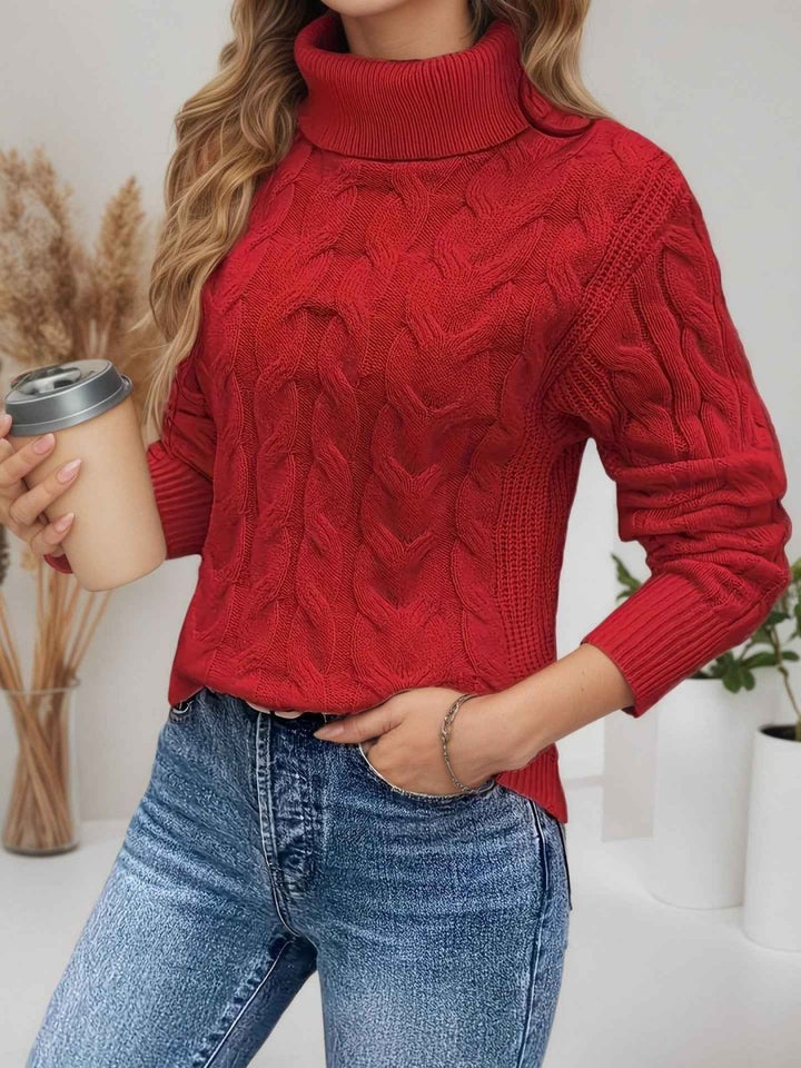 Maglione da donna a collo alto e maniche lunghe
