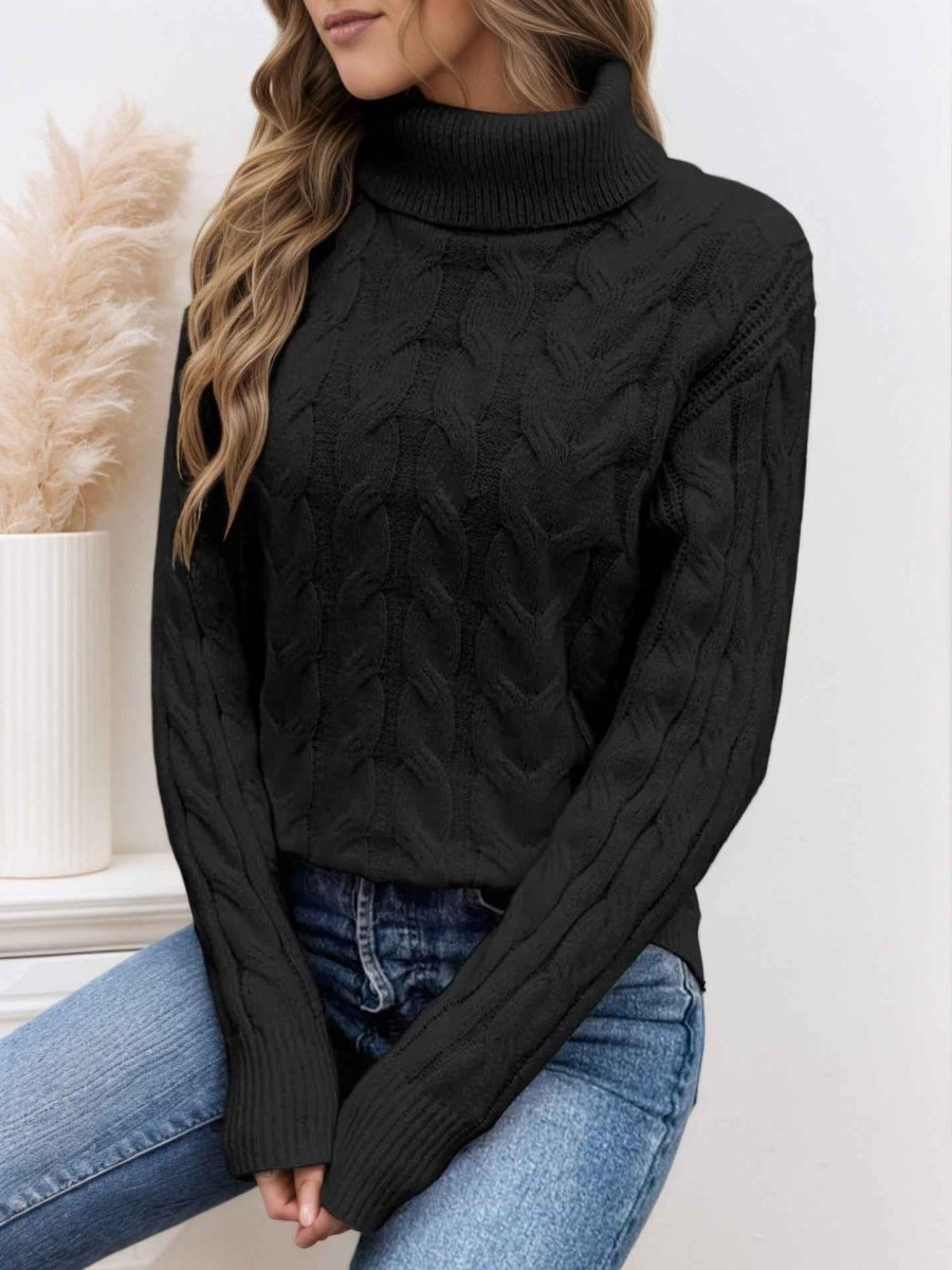 Maglione da donna a collo alto e maniche lunghe