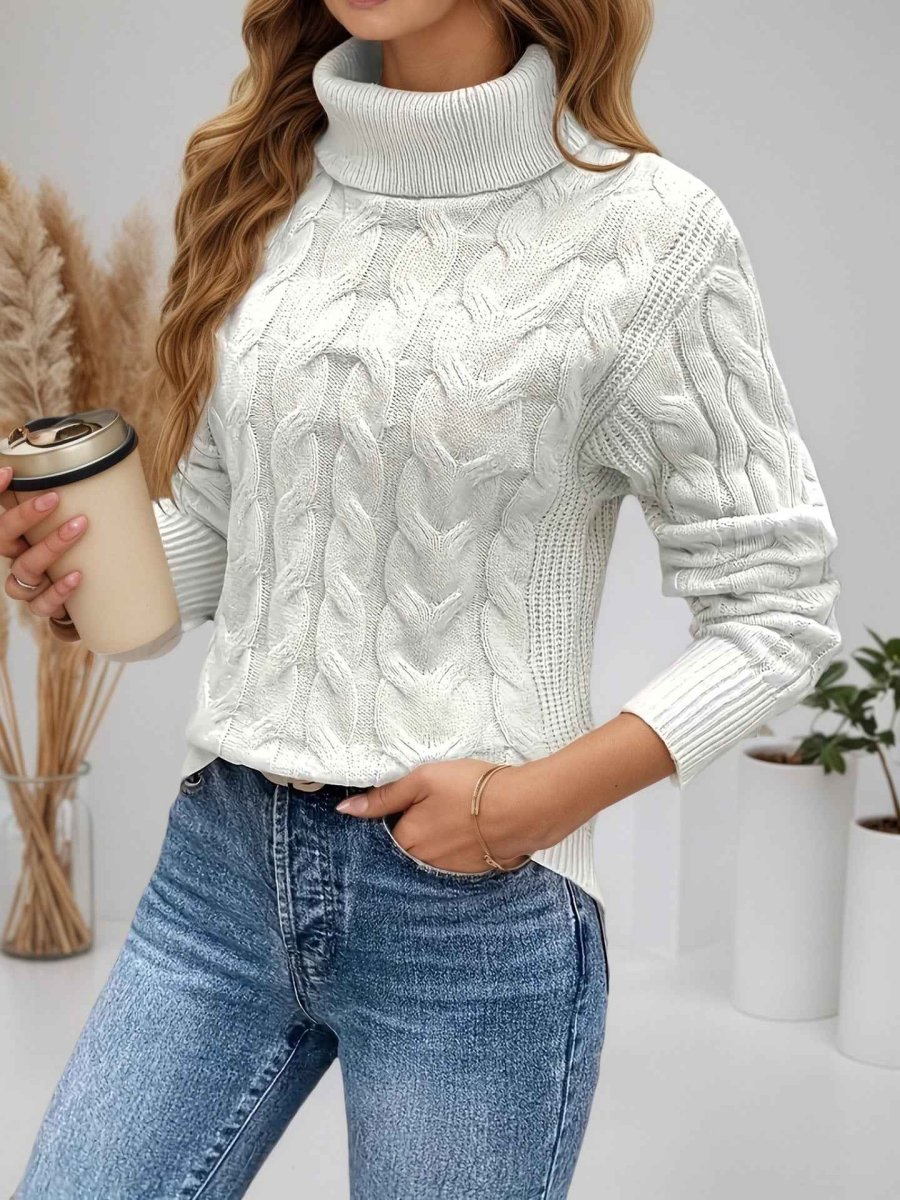 Maglione da donna a collo alto e maniche lunghe