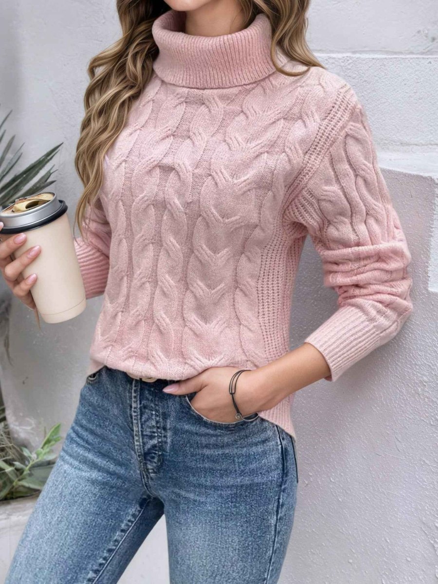 Maglione da donna a collo alto e maniche lunghe