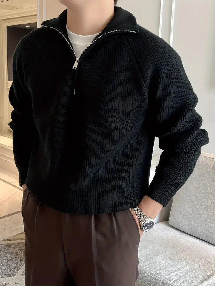 Brit & Boho™️ | Ethan Klassischer Strick-Zipper