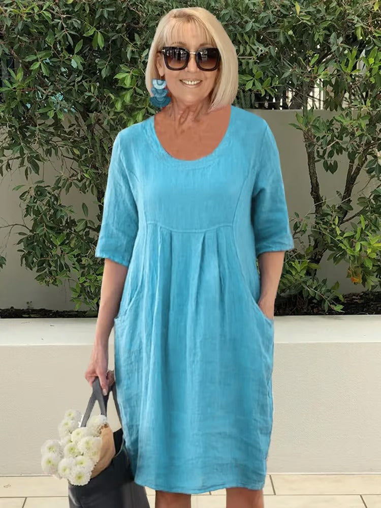 Lena™ - Entspanntes Faltenkleid mit Taschen