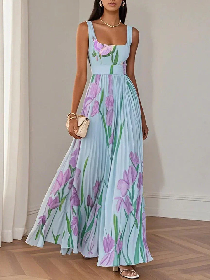 Nina - Damen Langes Floral Faltenkleid