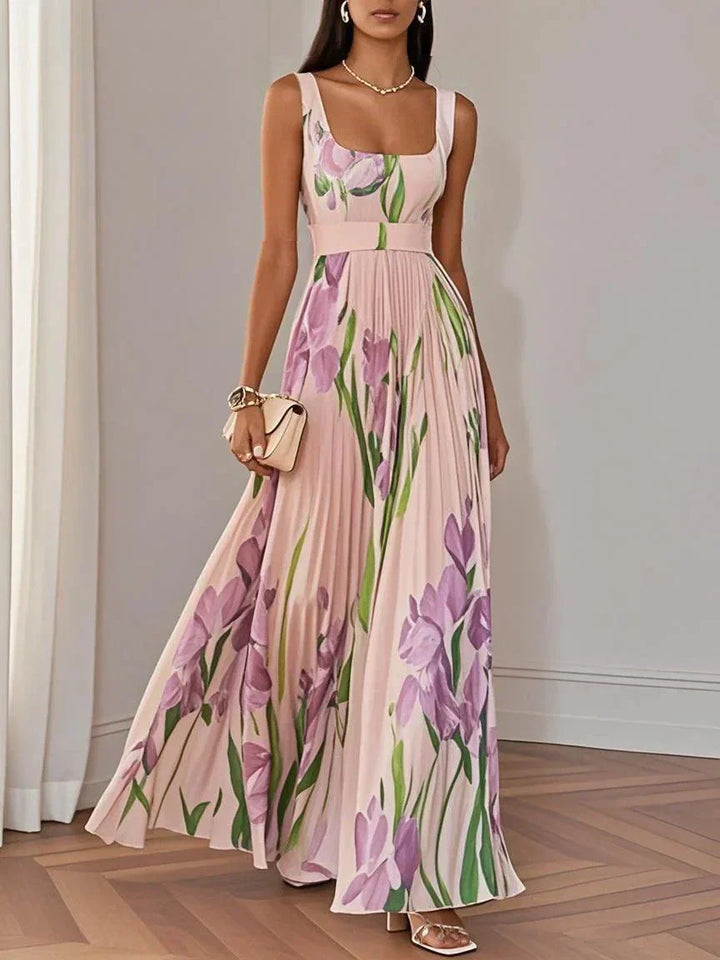 Nina - Damen Langes Floral Faltenkleid